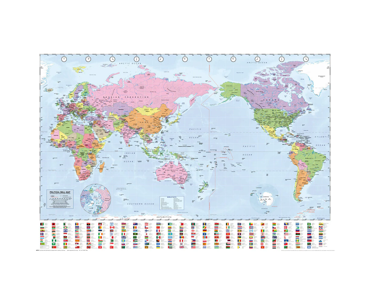 Impact Merch World Map w/ Flags Wall Room Decor Regular Sized Poster 92x61cm