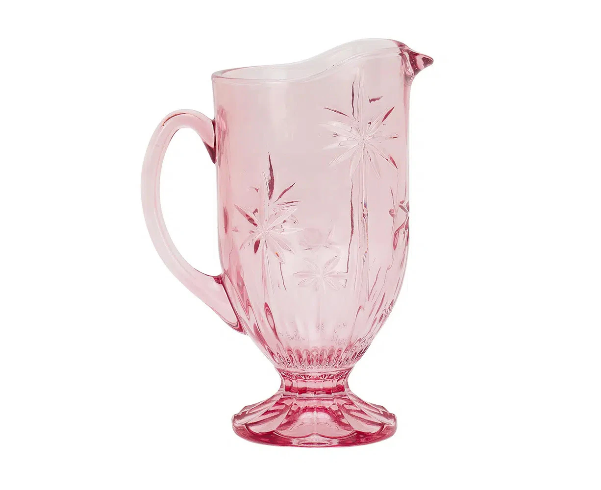 Annabel Trends 1400ml Palm Tree Serving Drinks/Beverage Glass Pitcher Jug Pink