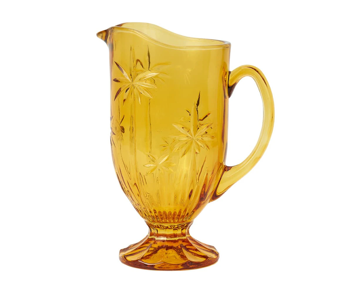 Annabel Trends 1400ml Palm Tree Serving Drinks/Beverage Glass Pitcher Jug Amber