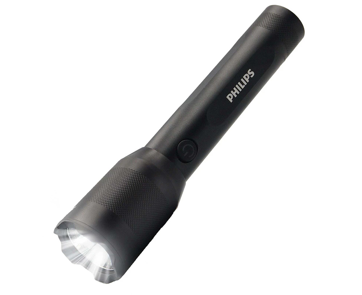 Philips Rechargeable LED Flashlight Handheld Camping 1200LM Torch Light Black