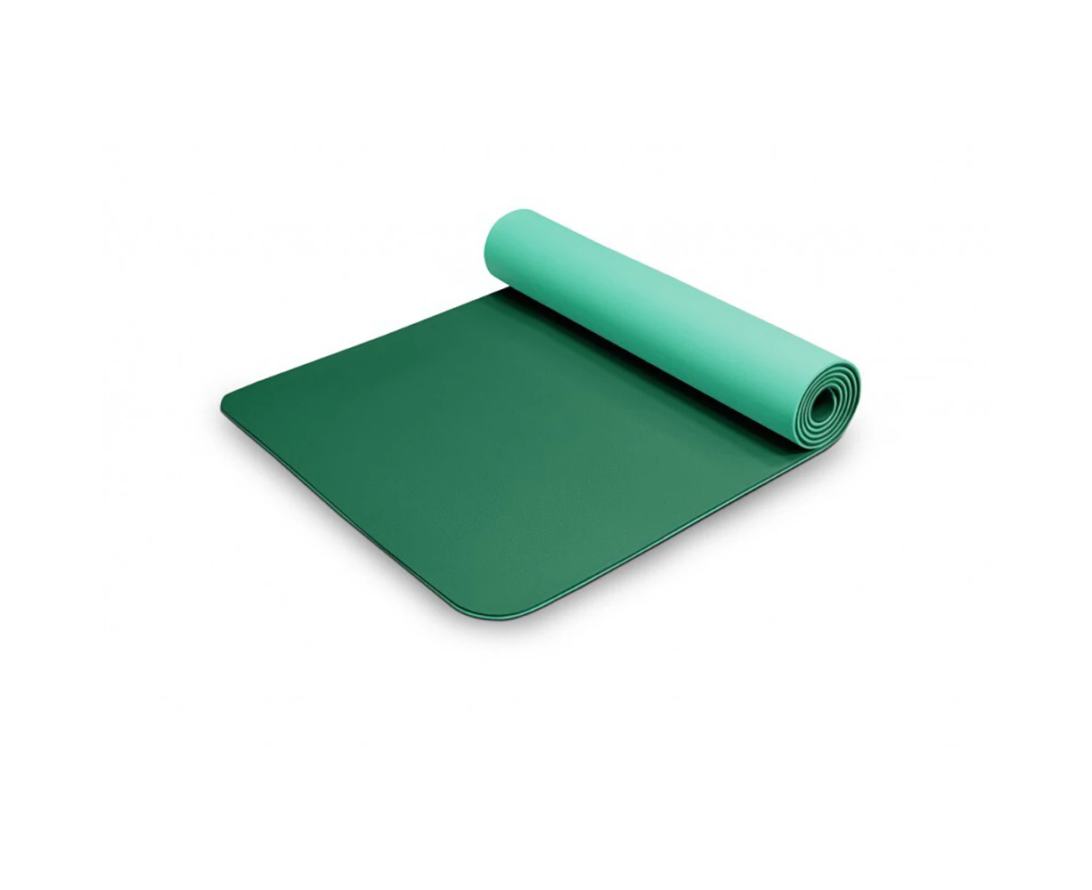 Bodyworx TPE Roll-Up Portable Two-Tone Green Yoga/Pilates Gym Workout Mat