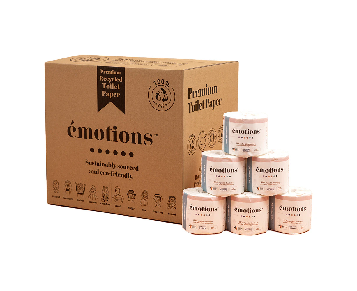 48PK Emotions Premium 100% Bamboo Toilet Paper/Rolls 4ply 360 Sheets White