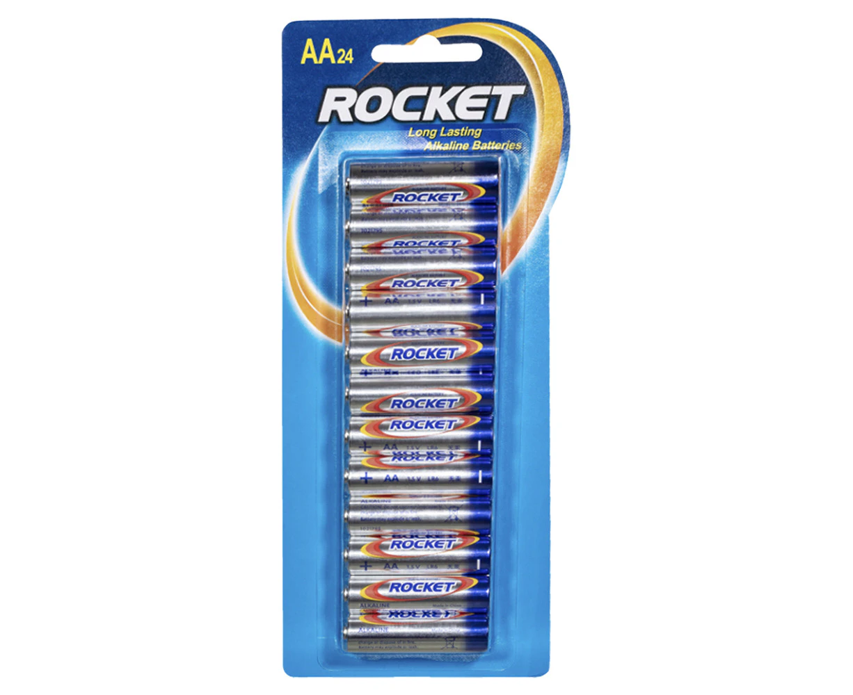 24pc Rocket AA 1.5V Multi-Purpose Long Lasting Alkaline Battery/Batteries