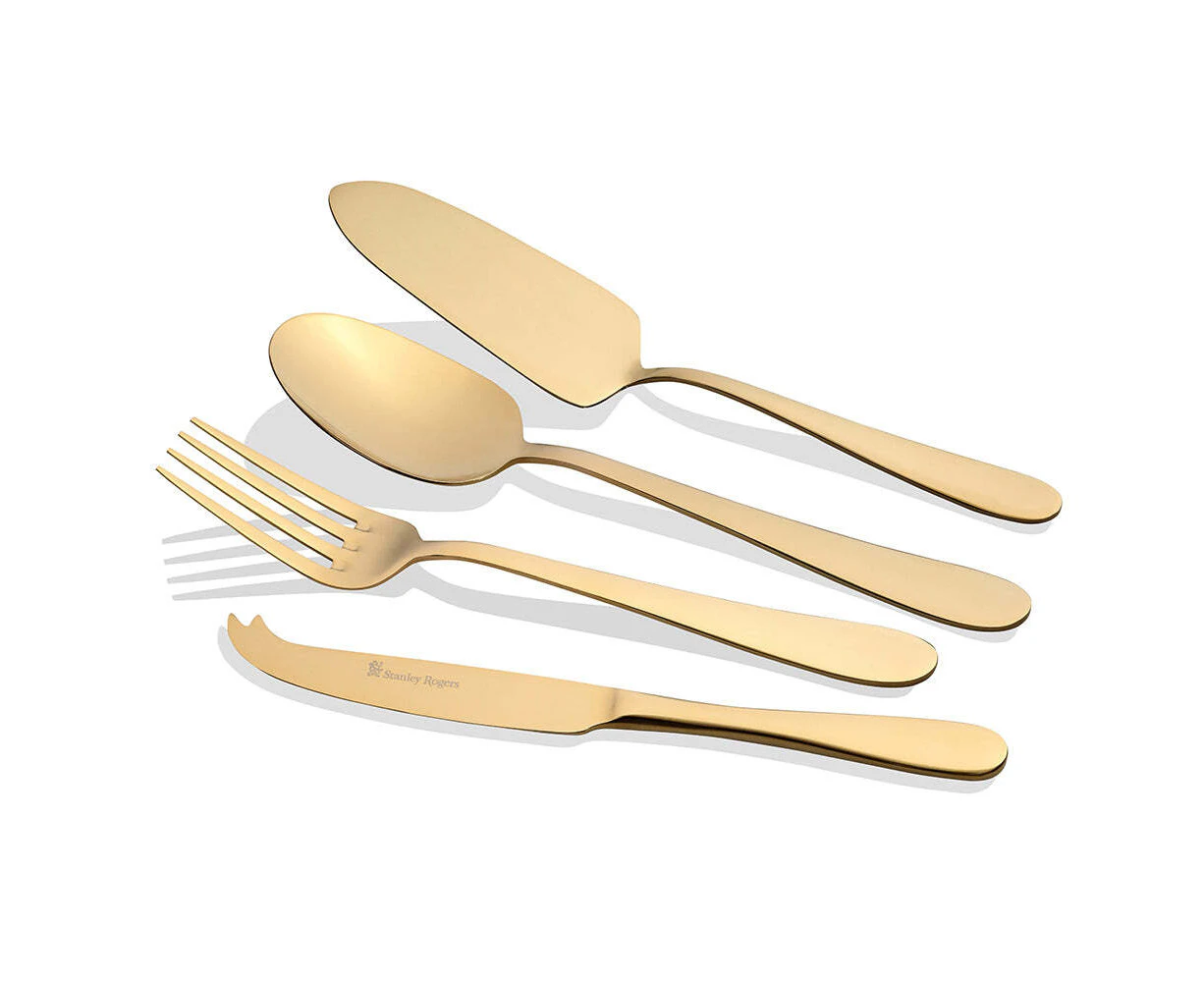 4pc Stanley Rogers Albany Stainless Steel Hostess Utensil Set Champagne Gold