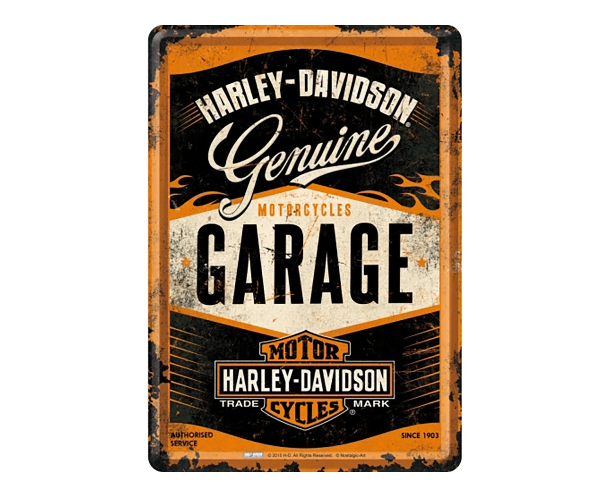 Nostalgic Art Metal Mailing Postcard Harley-Davidson Garage w/Envelope 10x14cm