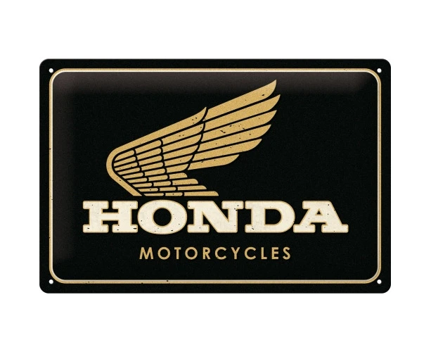 Nostalgic Art Medium Sign 20x30cm Metal Wall Hanging Honda MC Motorcycles Gold