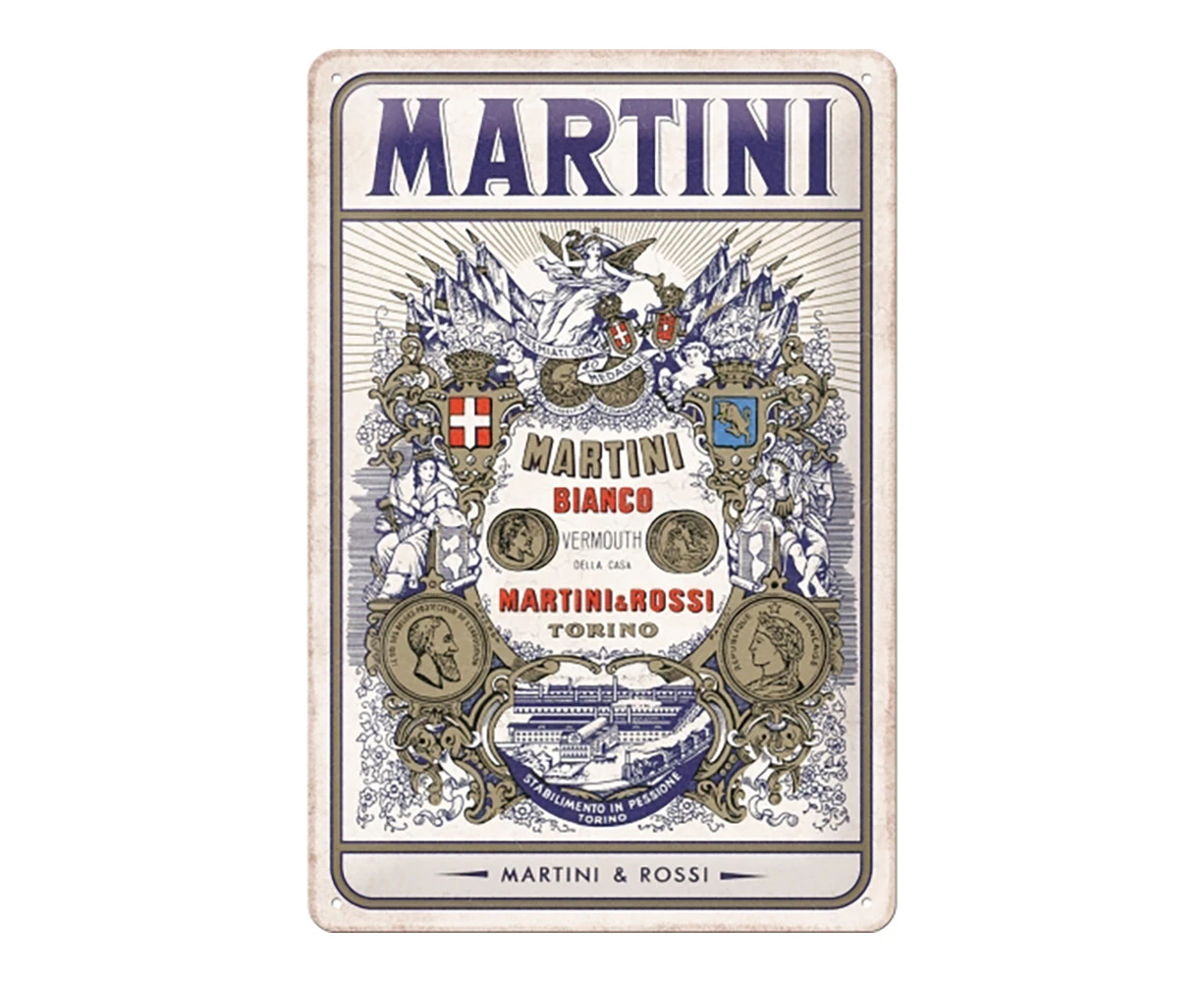 Nostalgic Art 20x30cm Medium Sign Martini Bianco Vermouth Label Home/Bar Decor