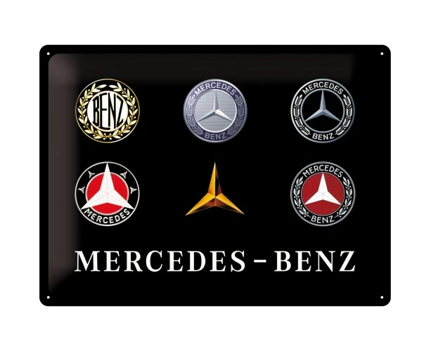 Nostalgic Art Mercedes-Benz Logo Evolution 30x40cm Large Metal Sign Wall Decor