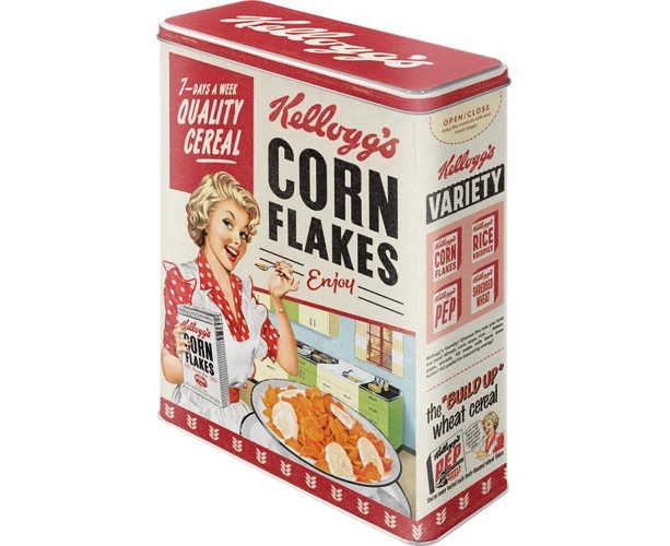 Nostalgic Art 26cm/4L Tin Storage Box Kellogg's Corn Flakes Quality Cereal XL