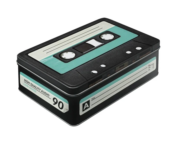 Nostalgic Art 23cm/2.5L Flat Tin Metal Storage Cassette Tape Rectangle Container