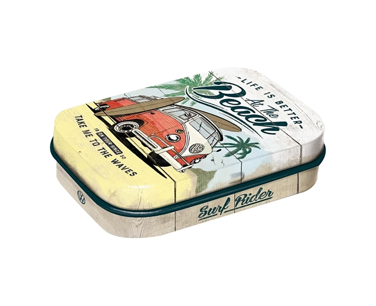 Nostalgic Art 6cm Metal Tin Mint Box VW Bulli Beach Fresh Breath Hard Candy