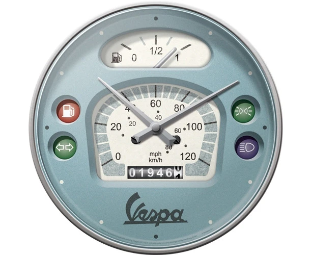 Nostalgic Art 30cm Vespa Speedo Round Battery Operated Home/Office Wall Clock