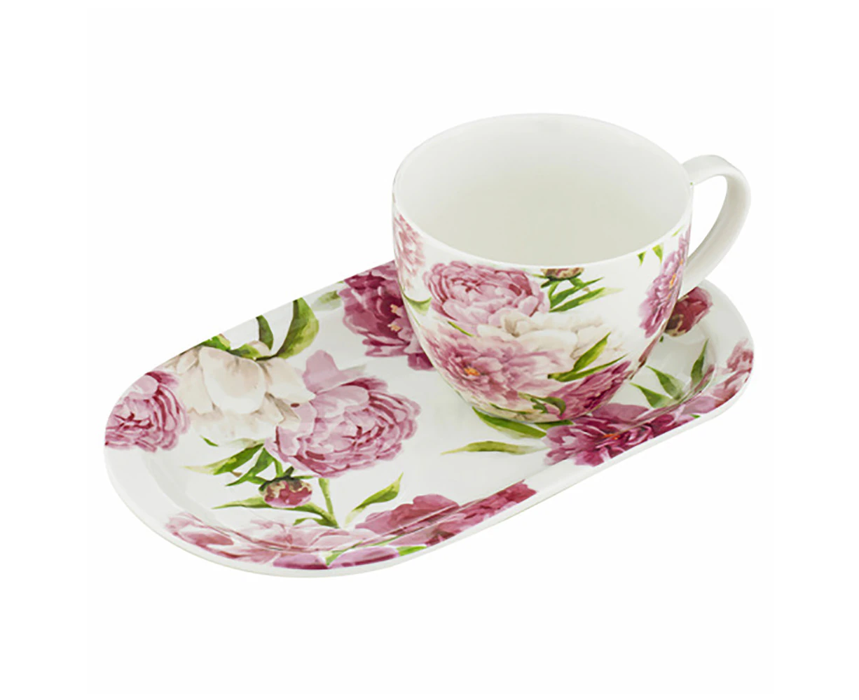 Ashdene Rose Delight Tea Drinking Cup Mug Cake Plate Set 500ml New Bone China