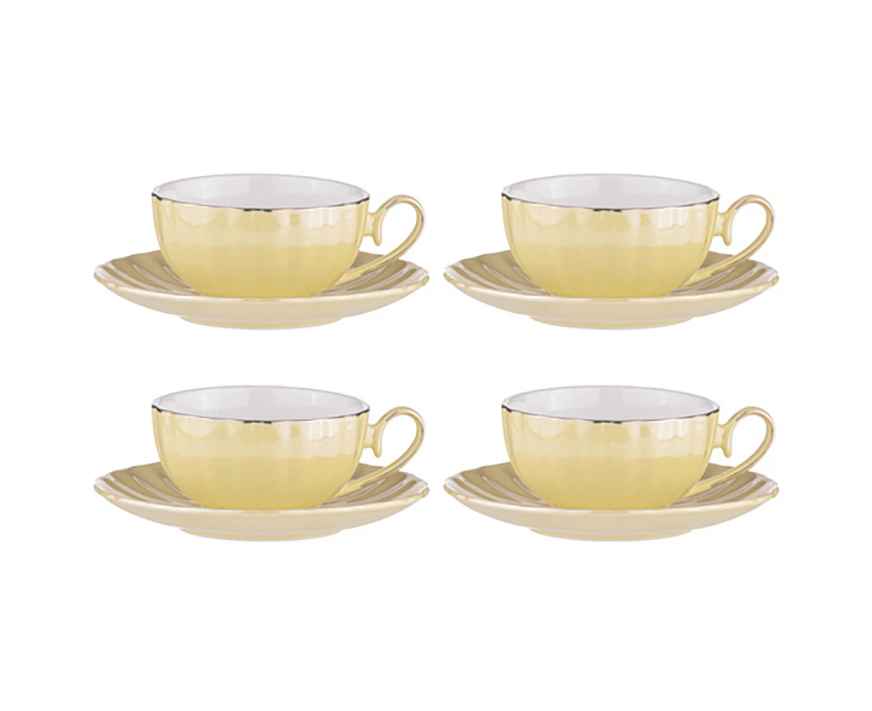 4pc Ashdene Parisienne Pearl Tea/Coffee Latte Mug Cup & Saucer Set Buttermilk