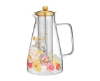 Ashdene Springtime Soiree 22.5cm/1.5L Glass Jug w/ Stainless Steel Tea Infuser