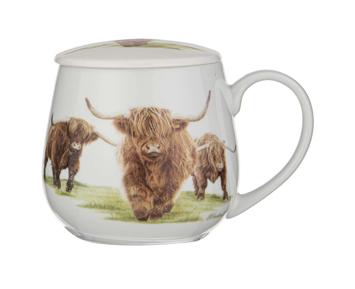 3pc Ashdene New Bone China 430ml Highland Herd Mug Infuser Coffee/Tea Maker