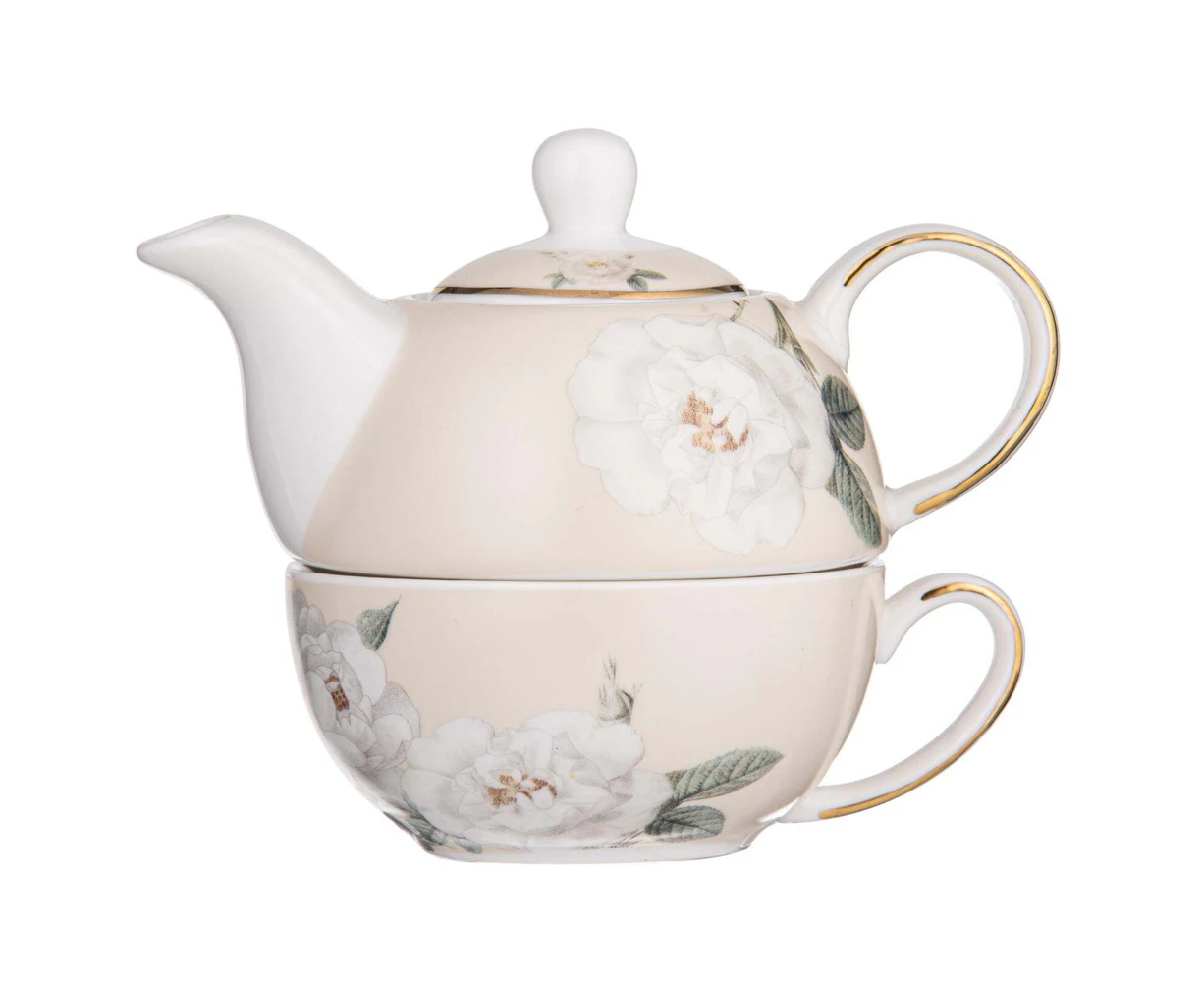 Ashdene Elegant Rose New Bone China 250ml Tea For One Brewing Pot/Cup Cream