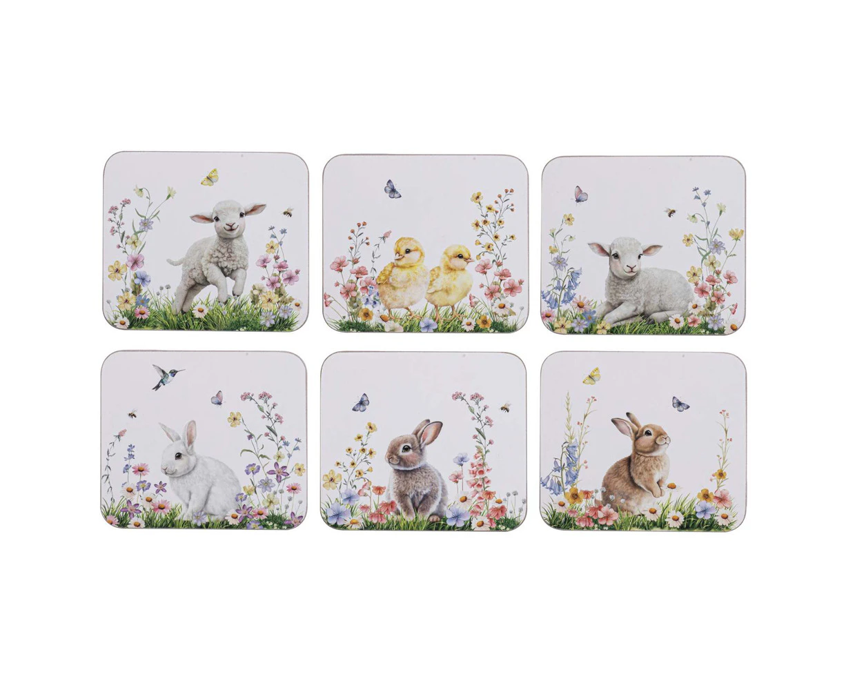 6PK Ashdene Hardboard/Cork 11cm Sweet Meadows Cup/Mug Coaster Table Protector