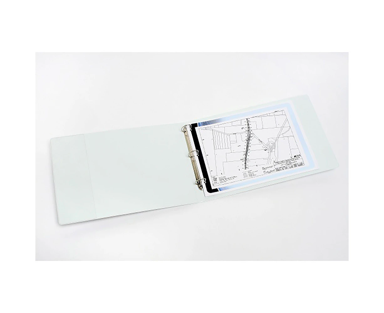 Marbig Clearview A3 Insert 3 D-Ring Binder 38mm Landscape Document Organiser WHT