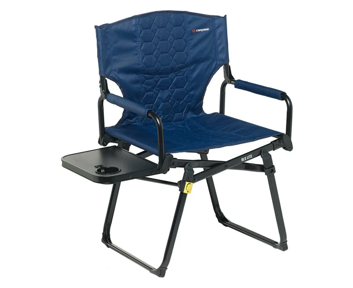 Caribee 90cm Aluminium Folding Directors Chair w/Side Table Navy Outdoor/Camping