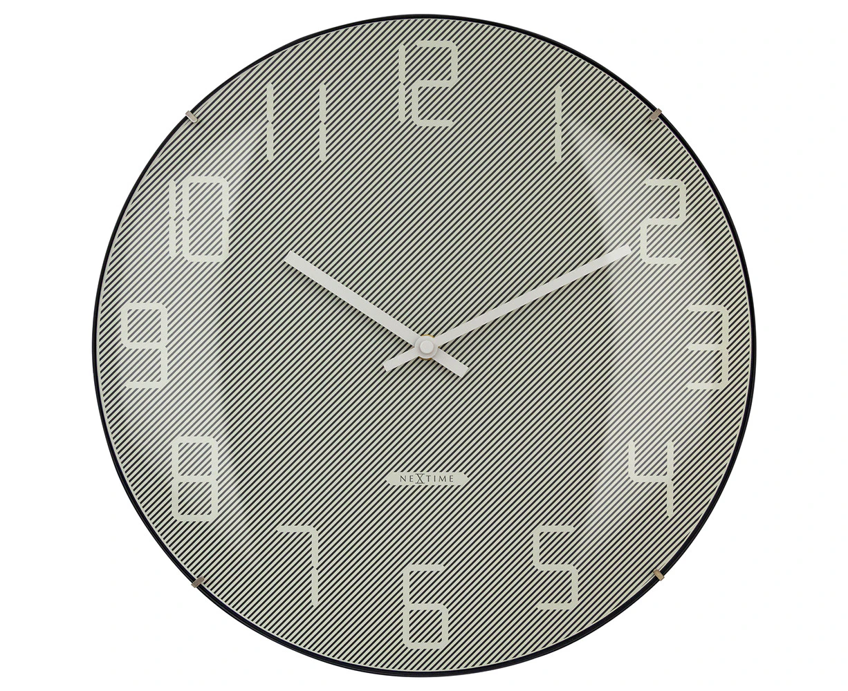 NeXtime Shade Glass Analogue 35cm Hanging Wall Clock Decor Silent Sweep Grey