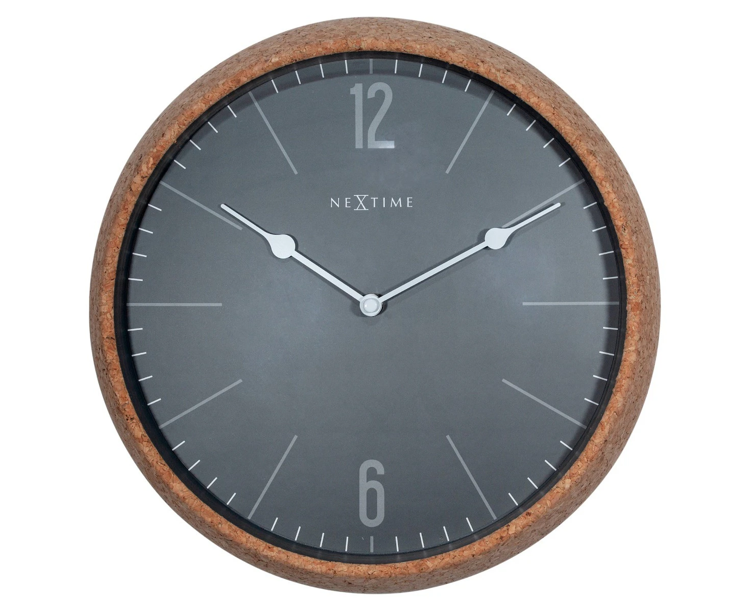 NeXtime 30cm Cork Silent Battery Operated Round Home/Office Decor Wall Clock GRY