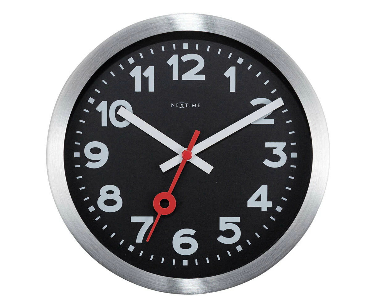 NeXtime Silent Sweep 19cm Station Number Analogue Wall Clock Home Decor Black