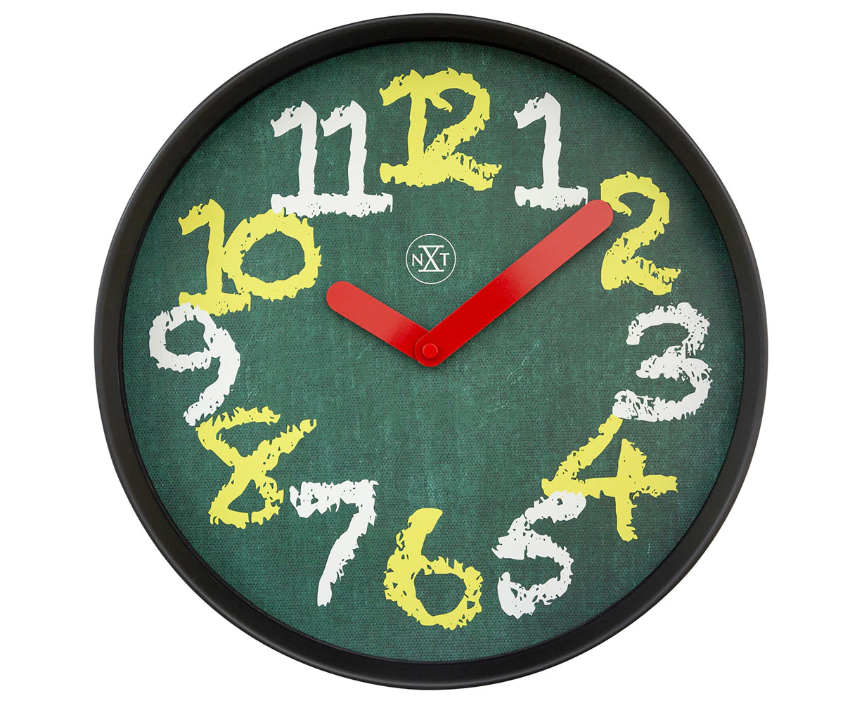 NeXtime Chalkboard Plastic Analogue 30cm Hanging Wall Clock Decor Silent Green