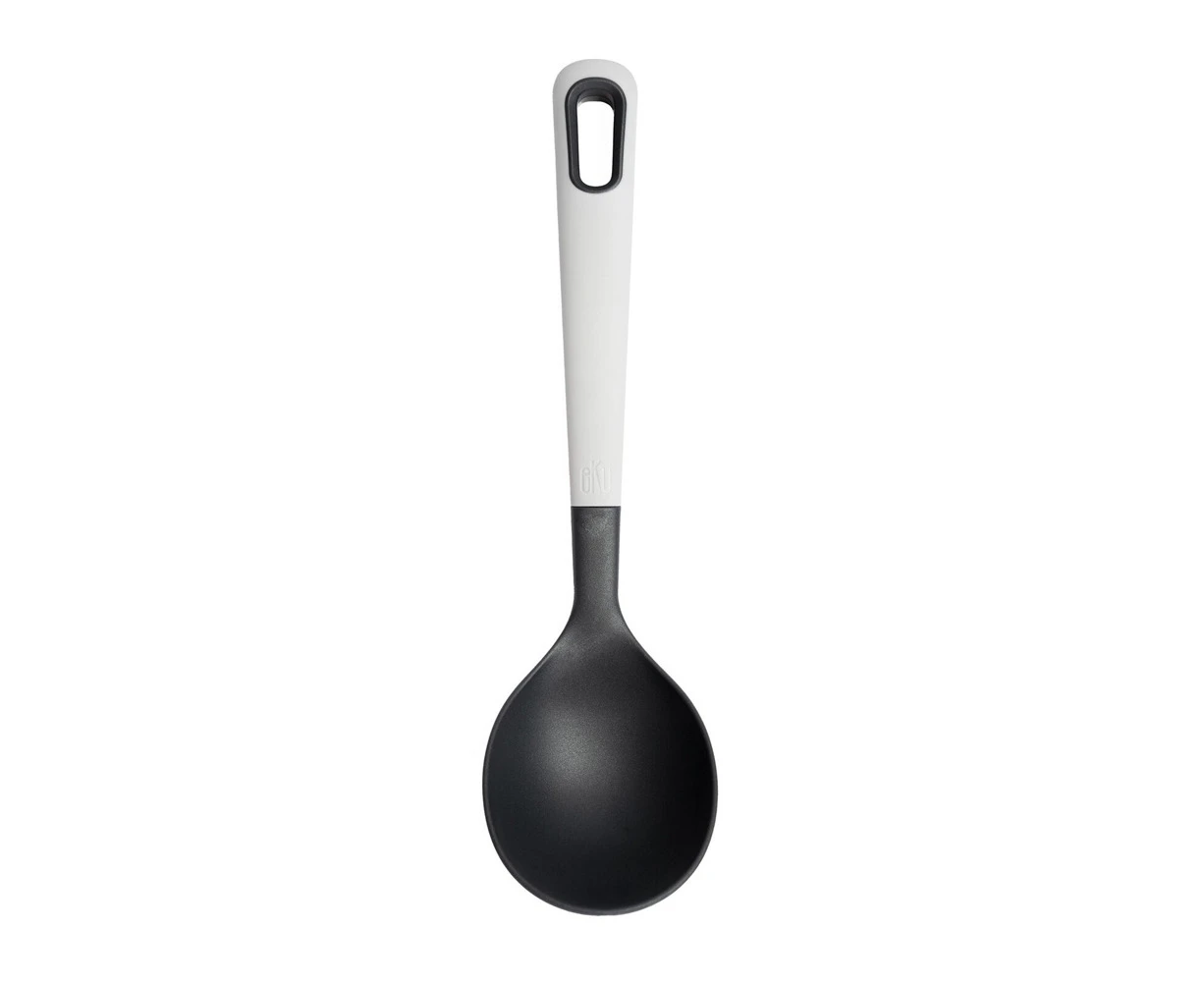 eKu Upcycle Soft Grip Kitchen Round Ladle Cooking Spoon/Scoop - Caviar Black