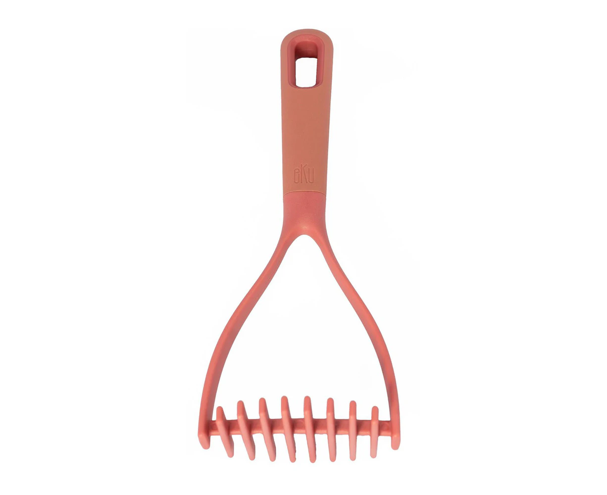 eKu Upcycle Soft Grip Kitchen Potato/Vegetable Masher Press - Salmon Pink