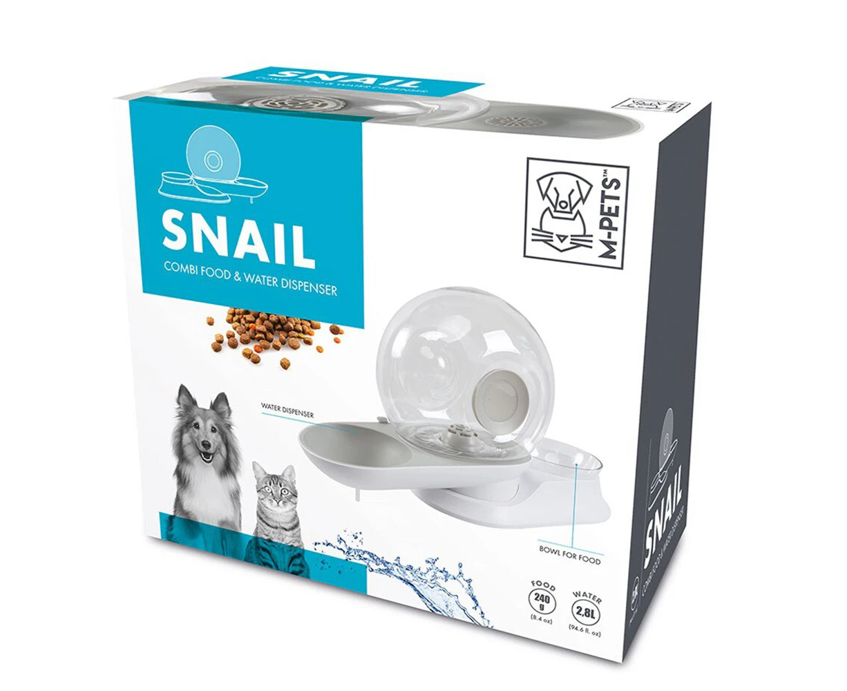 M-Pets 2800ml Snail Combi Cat/Kitten Pet Food & Water Dispenser Feeder Dish