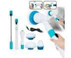 Cordless Electric Cleaning Brush Set Spin Scrubber Turbo Scrub Chargeable Bathroom Blue