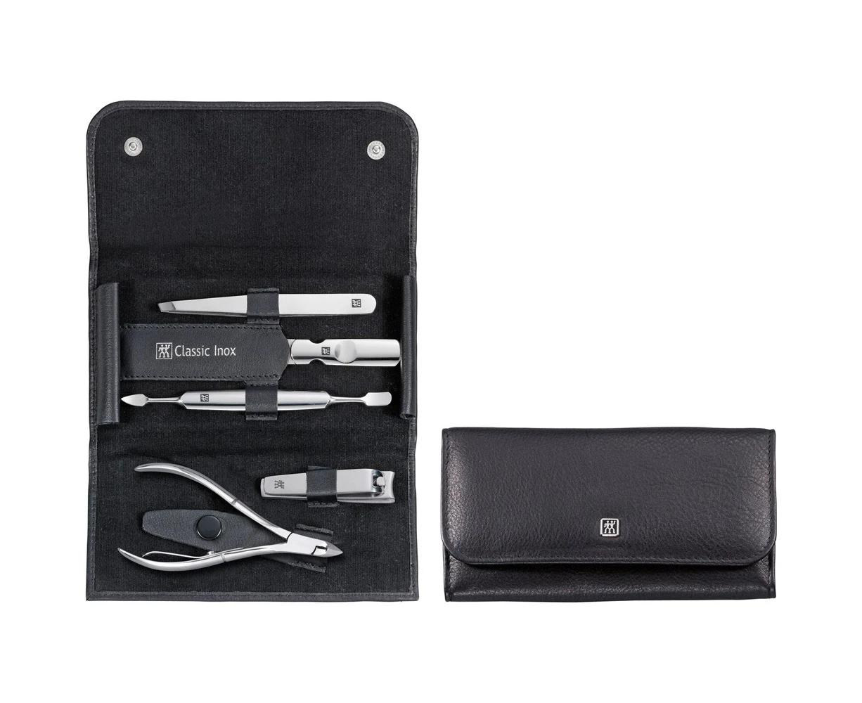 5pc Zwilling Pocket Case Classic Inox Leather Stainless Steel Nail Care Set