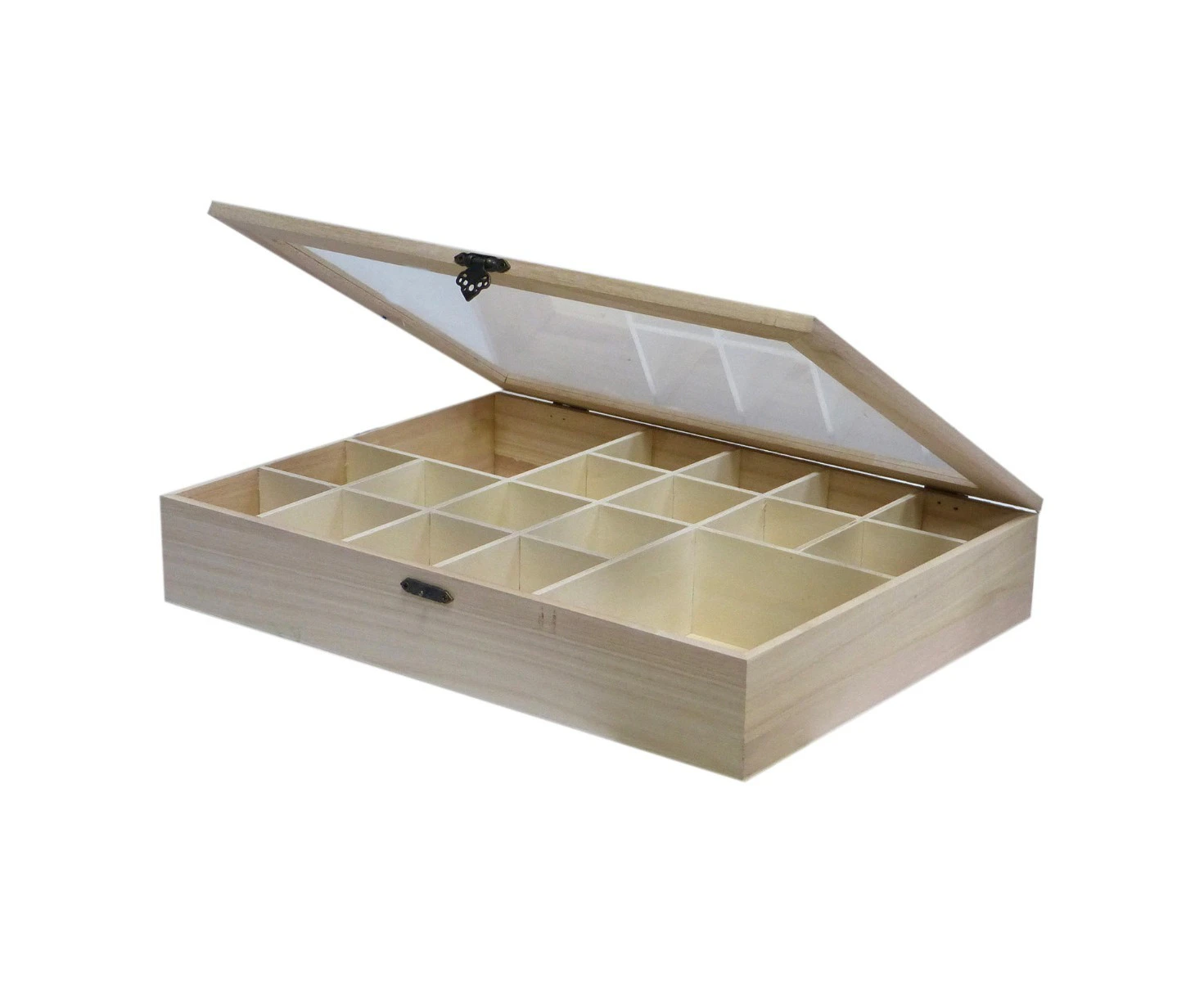 Boyle Wooden 40cm Memory Box Storage Organiser w/ 18 Dividers/Hinge Opening