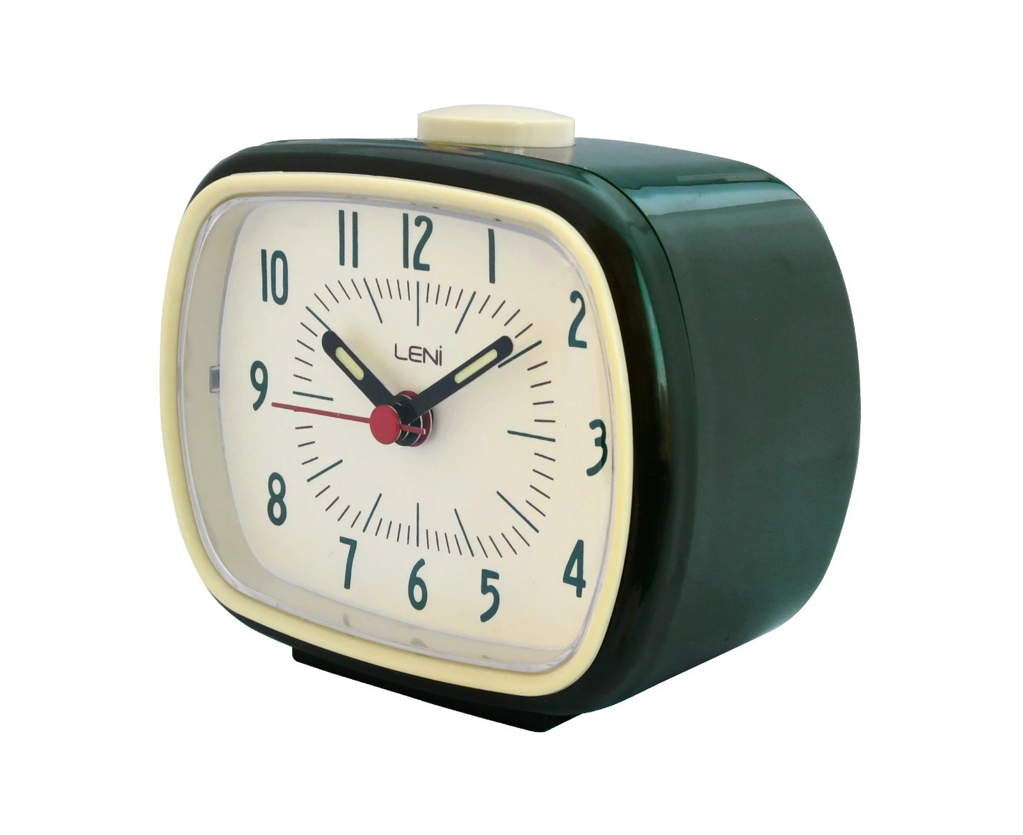 Leni Retro Analogue Alarm Clock Glow in the Dark Home/Room Decor Olive Green