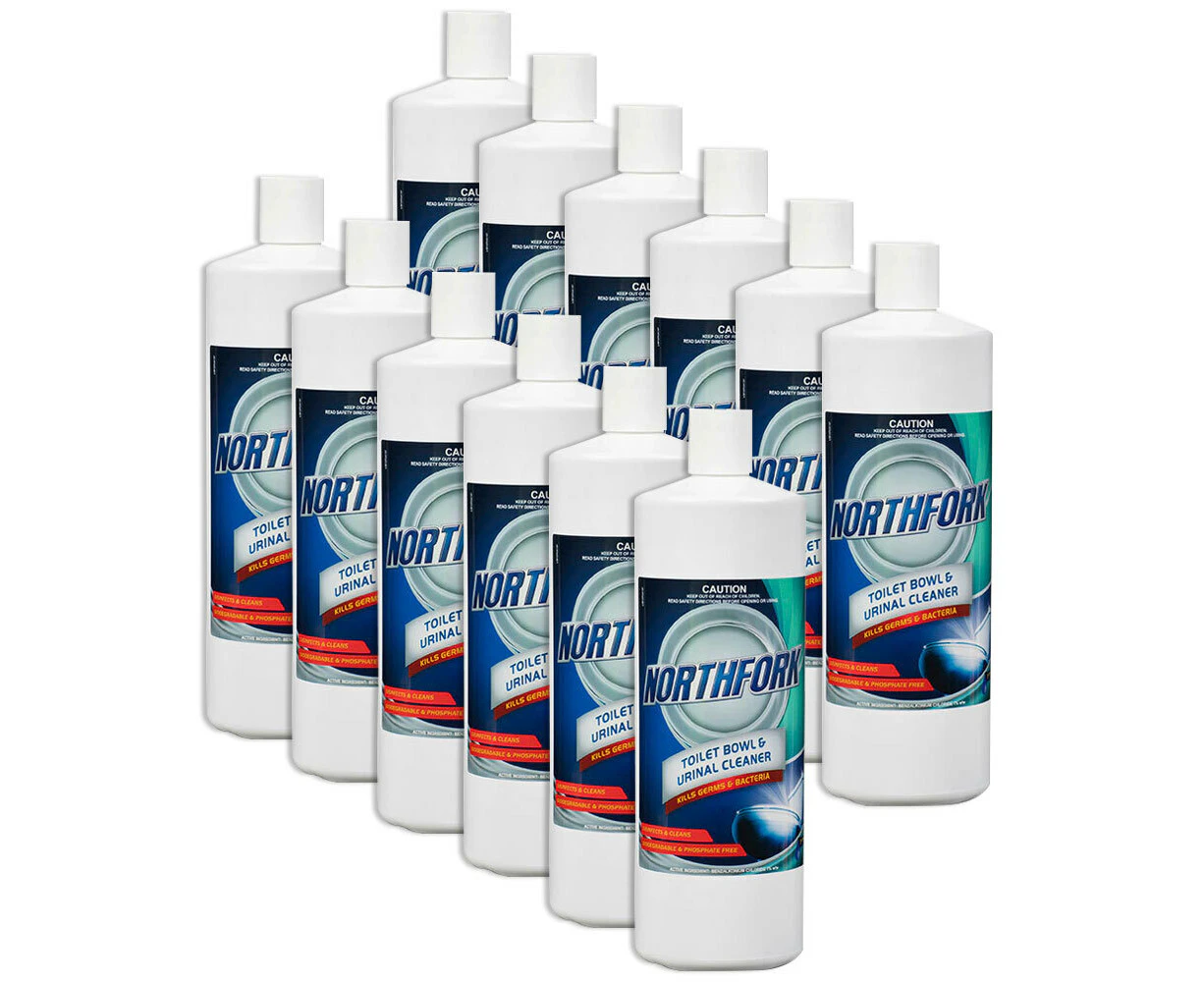 12PK Northfork 1L Toilet Bowl & Urinal Cleaner Bathroom Liquid Disinfectant