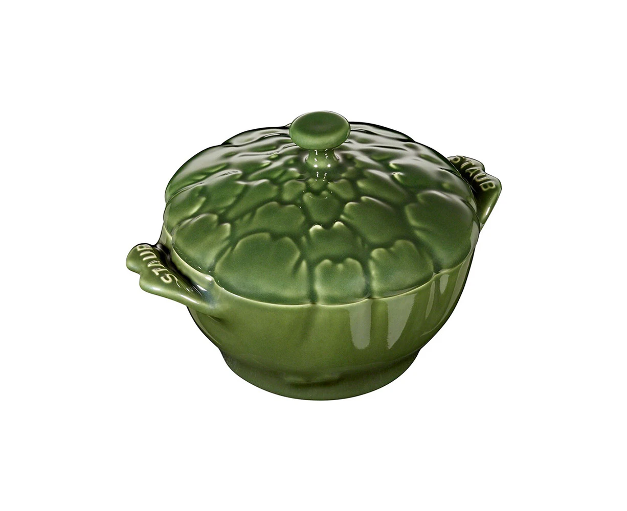 Staub Cocotte 0.5L Ceramic Artichoke Serving Bowl w/ Cover Dinnerware Green