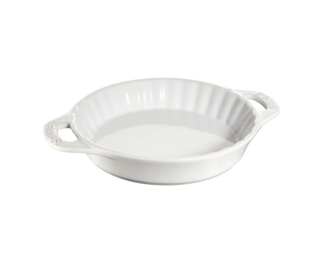 Staub 24cm Ceramic Round Quiche Pie Dish w/ Handles Oven Cooking Bakeware White