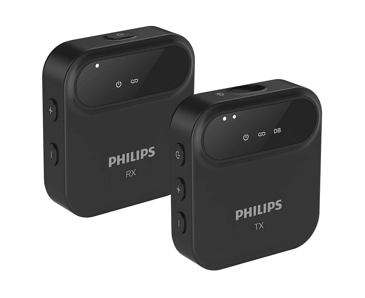 2pc Philips 2.4GHz Wireless Microphone Audio Sound Recorder/Collector Black