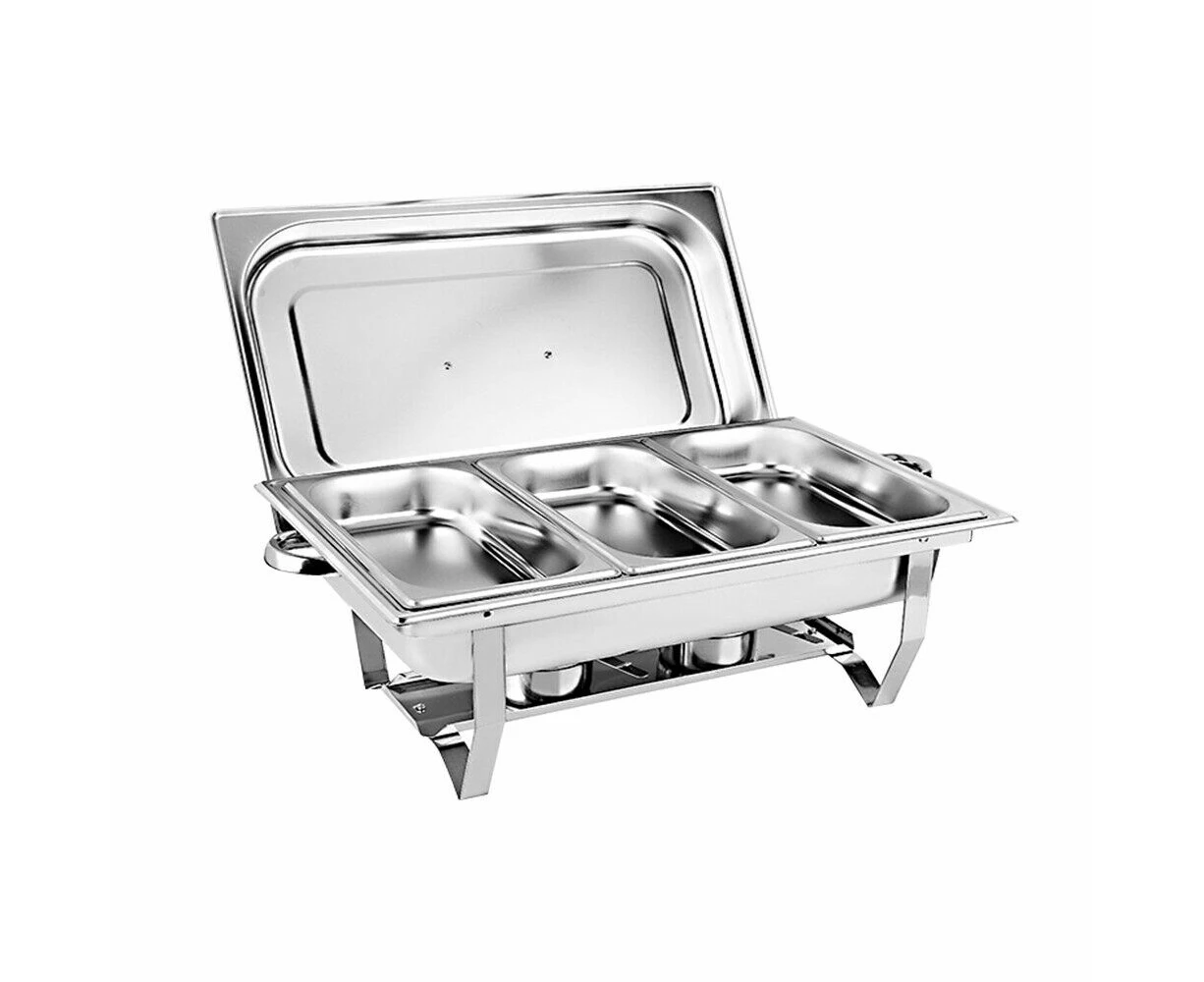 9l 3x3l Bain Marie Bow Food Buffet Warmer Pan Chafing Dish Stainless Steel Catering Warmer Set With Trays Lid Fuel Holder Party Banquet Dining