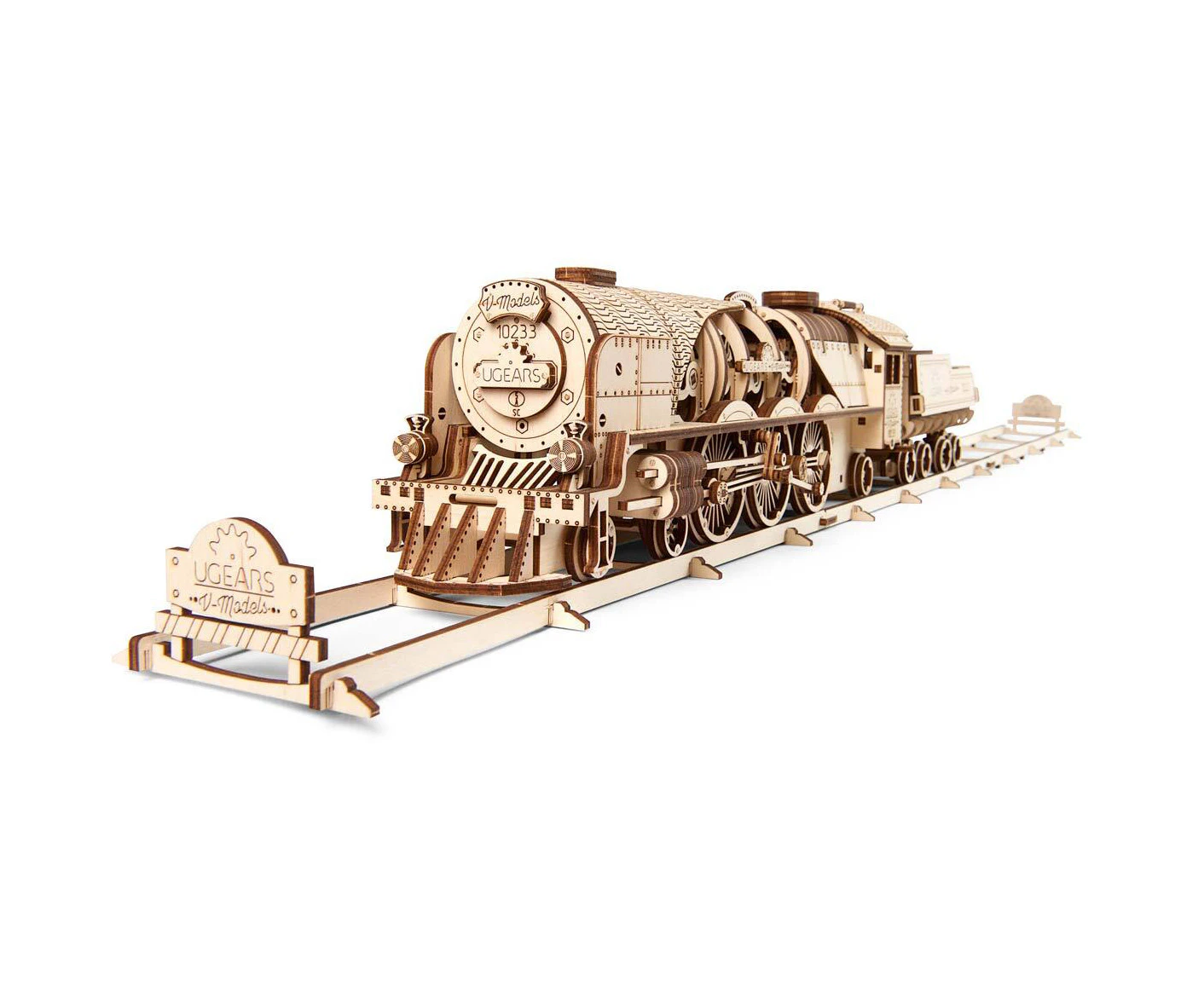 538pc Ugears V-Express Steam Train w/ Tender DIY Kit Wooden 3D Puzzle/Model 14+