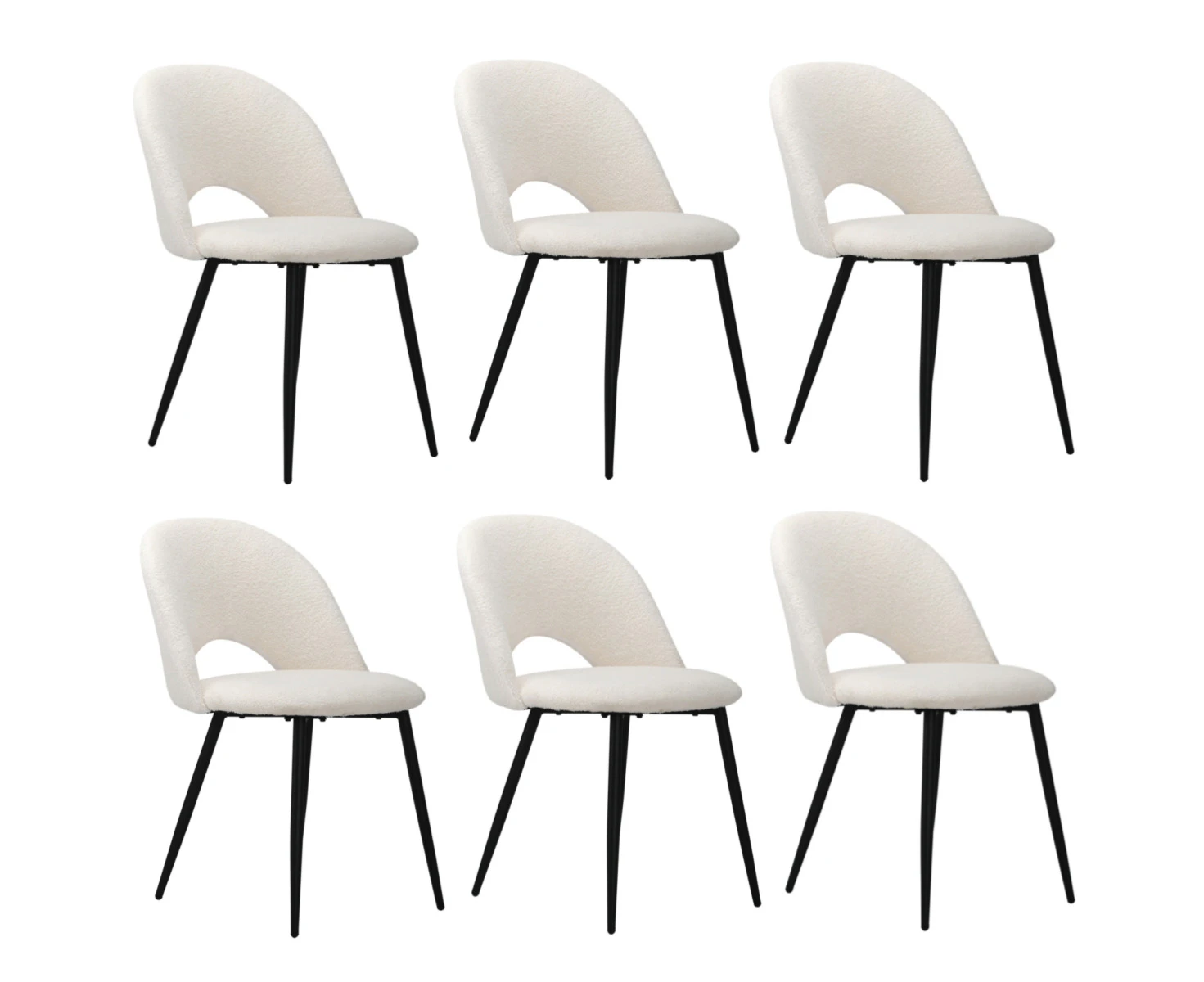 Oikiture 6PCS Dining Chairs Accent Chair Armchair Sherpa White