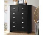 Oikiture 6 Chest of Drawers Tallboy Dresser Table Storage Cabinet Black