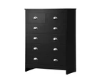 Oikiture 6 Chest of Drawers Tallboy Dresser Table Storage Cabinet Black