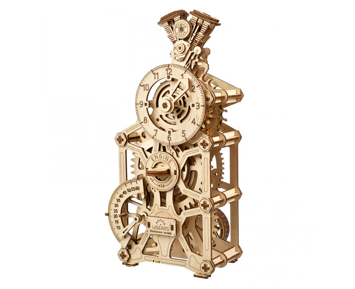 Ugears 265pcs Engine Clock Wooden Mechanical DIY 3D Model/Puzzle Kit 14y+