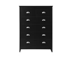 Oikiture 6 Chest of Drawers Tallboy Dresser Table Storage Cabinet Black