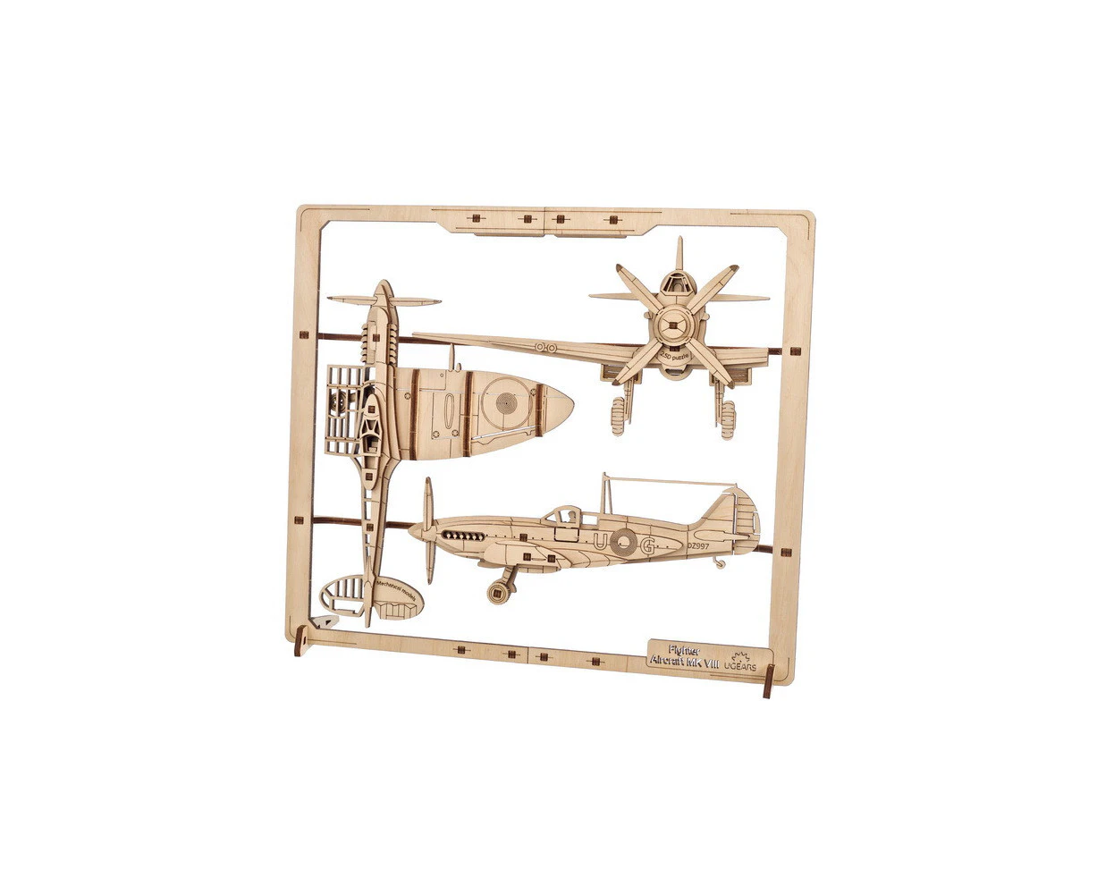 47pc Ugears Fighter Aircraft 2.5D Puzzle DIY Kit Wooden Kit Toy Model Set 14+