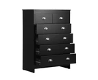 Oikiture 6 Chest of Drawers Tallboy Dresser Table Storage Cabinet Black