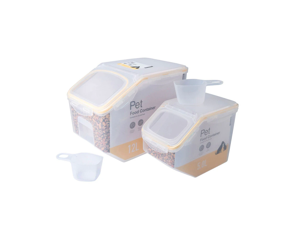 2PK Locknlock Cat/Dog Pet Dry Food Airtight Storage Container w/Scoop Set Yellow