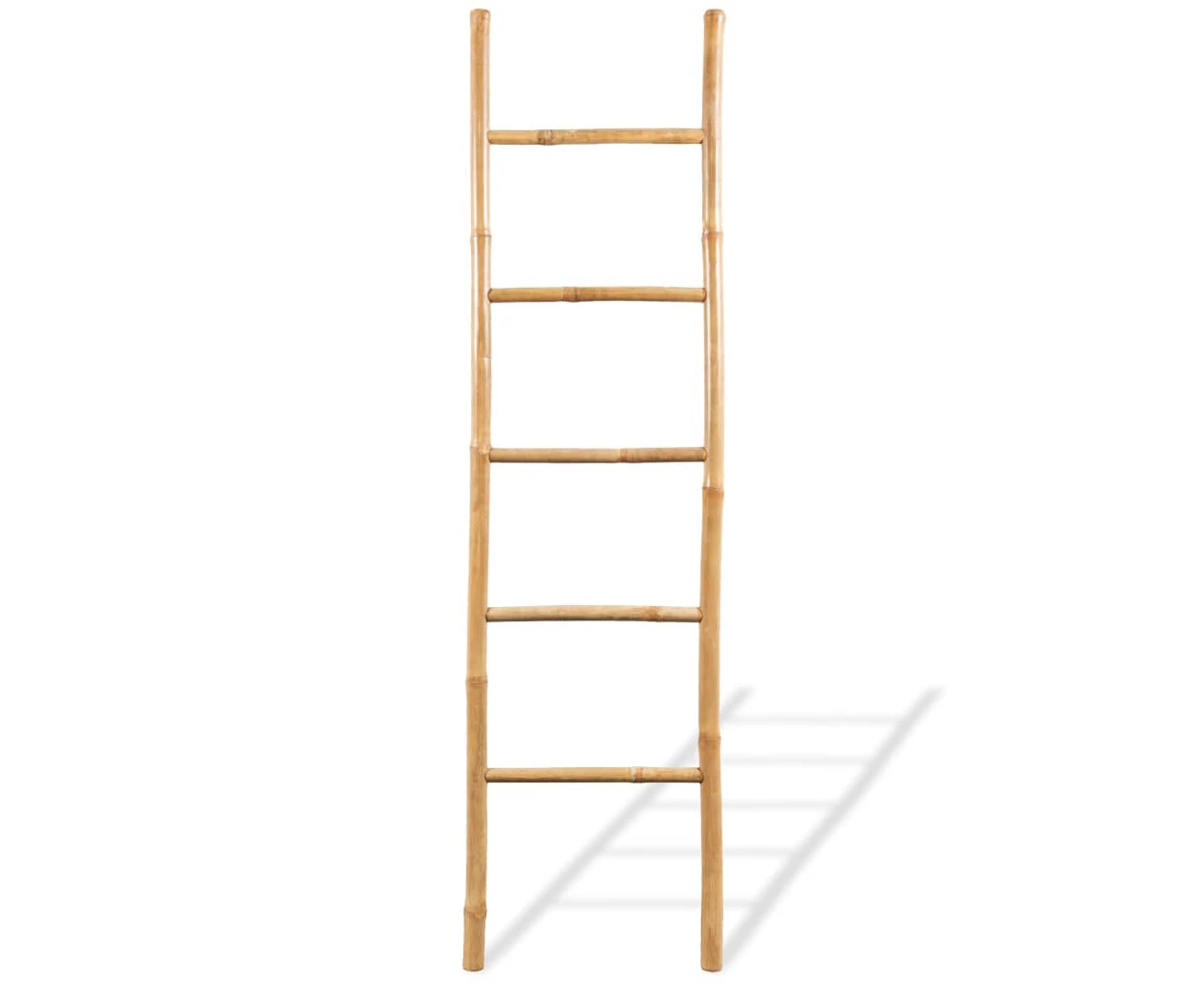 Towel Ladder Blanket Rack Bamboo Leaning Bathroom Clothes Dryer Hanger 5 Rungs